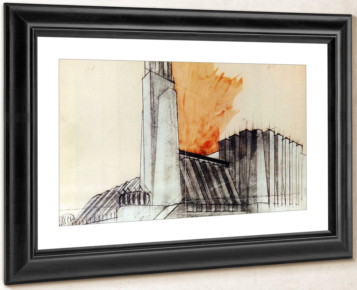 Industrial Building With Corner Tower 1913 By Antonio Sant'elia Fine Art Print