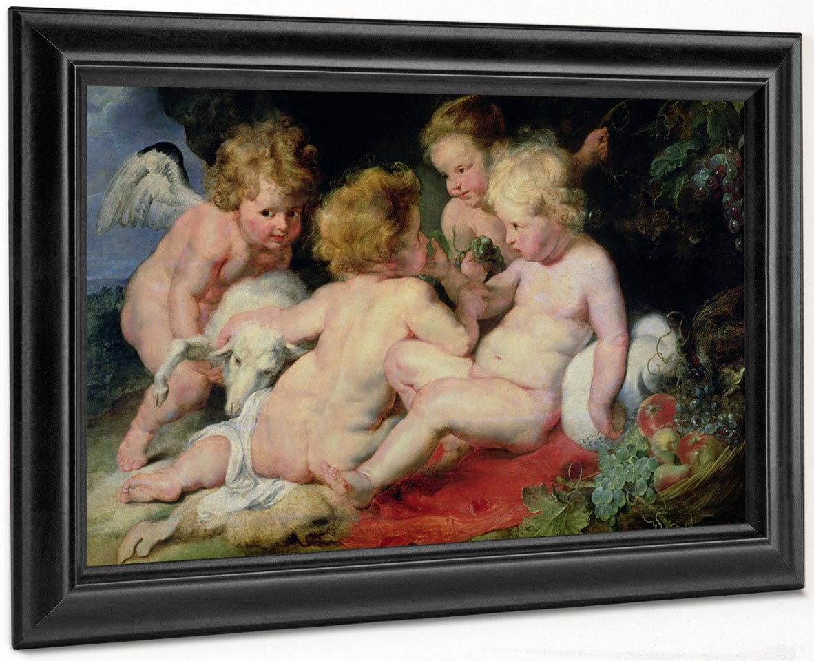 Infant Christ With John The Baptist And Two Angels 1615;20 (Panel) By Peter Paul Rubens Fine Art Print
