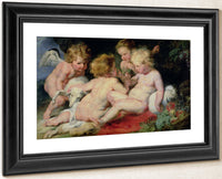 Infant Christ With John The Baptist And Two Angels 1615;20 (Panel) By Peter Paul Rubens Fine Art Print