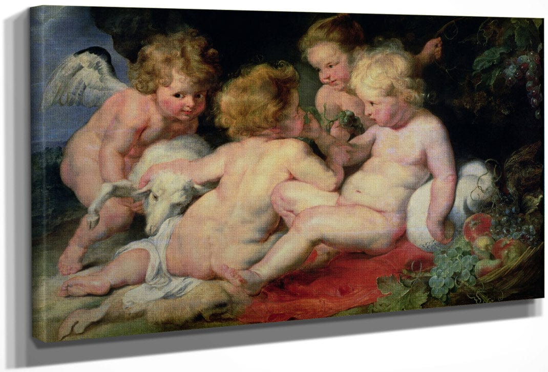 Infant Christ With John The Baptist And Two Angels 1615;20 (Panel) By Peter Paul Rubens Fine Art Print