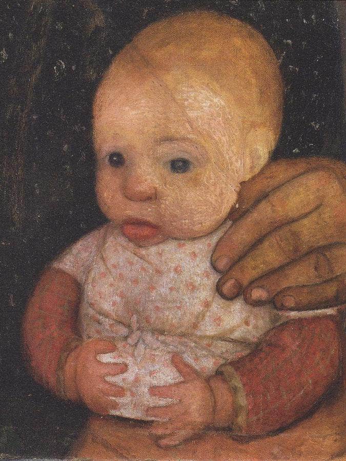 Infant With Mother's Hand By Paula Modersohn Becker Fine Art Print