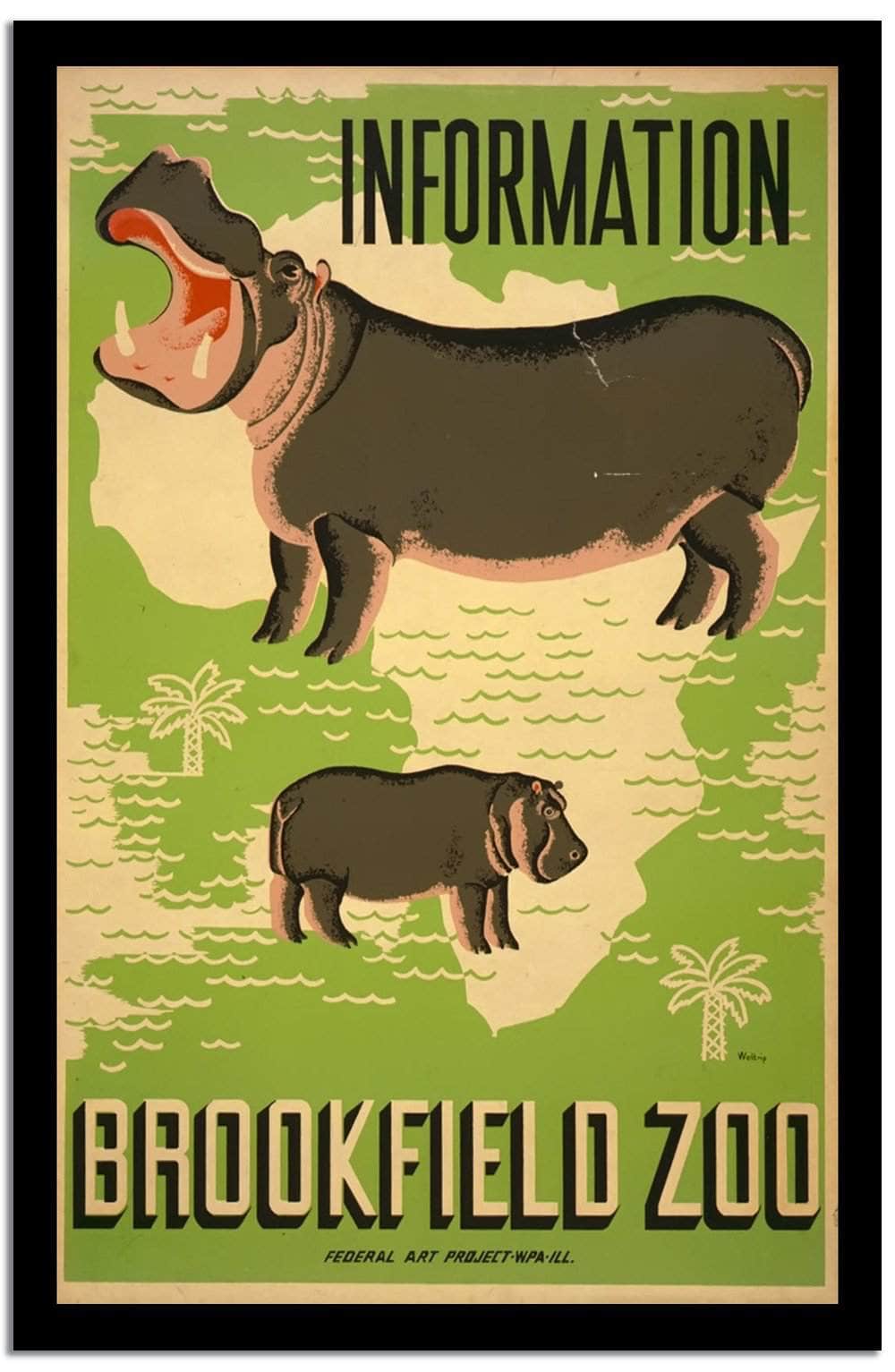 Information Brookiled Zoo  Vintage Poster Fine Art Print