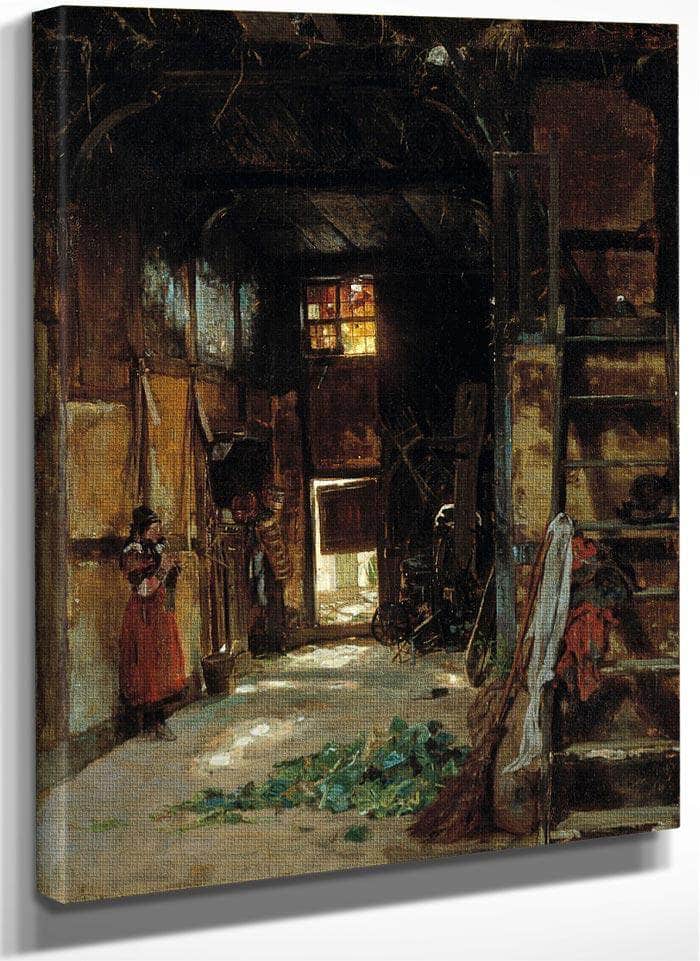 Interior Of A Westphalian Cottage By Worthington Whittredge Fine Art Print