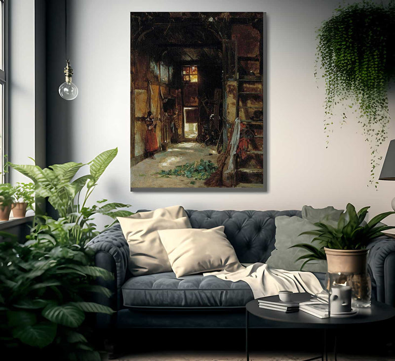 Interior Of A Westphalian Cottage By Worthington Whittredge Fine Art Print