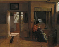 Interior With A Mother Delousing Her Child's Hair Known As A Mother's Duty By Pieter De Hooch Fine Art Print