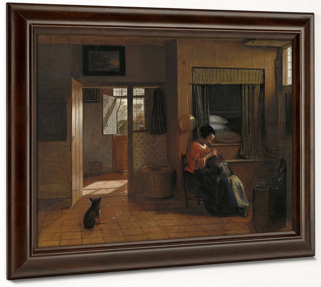 Interior With A Mother Delousing Her Child's Hair Known As A Mother's Duty By Pieter De Hooch Fine Art Print