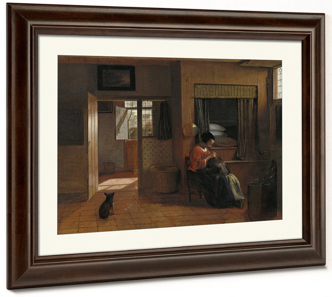 Interior With A Mother Delousing Her Child's Hair Known As A Mother's Duty By Pieter De Hooch Fine Art Print