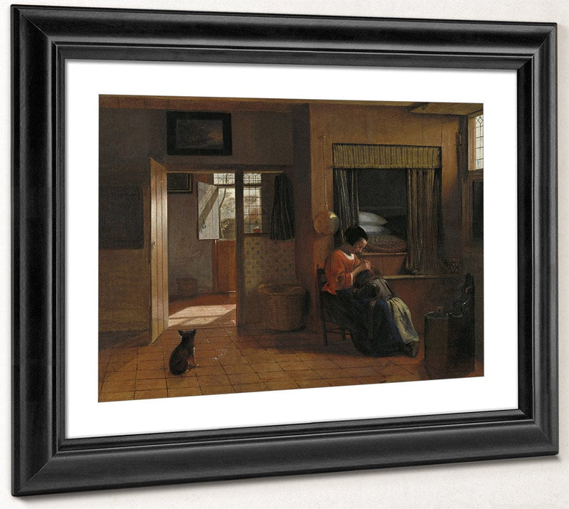Interior With A Mother Delousing Her Child's Hair Known As A Mother's Duty By Pieter De Hooch Fine Art Print