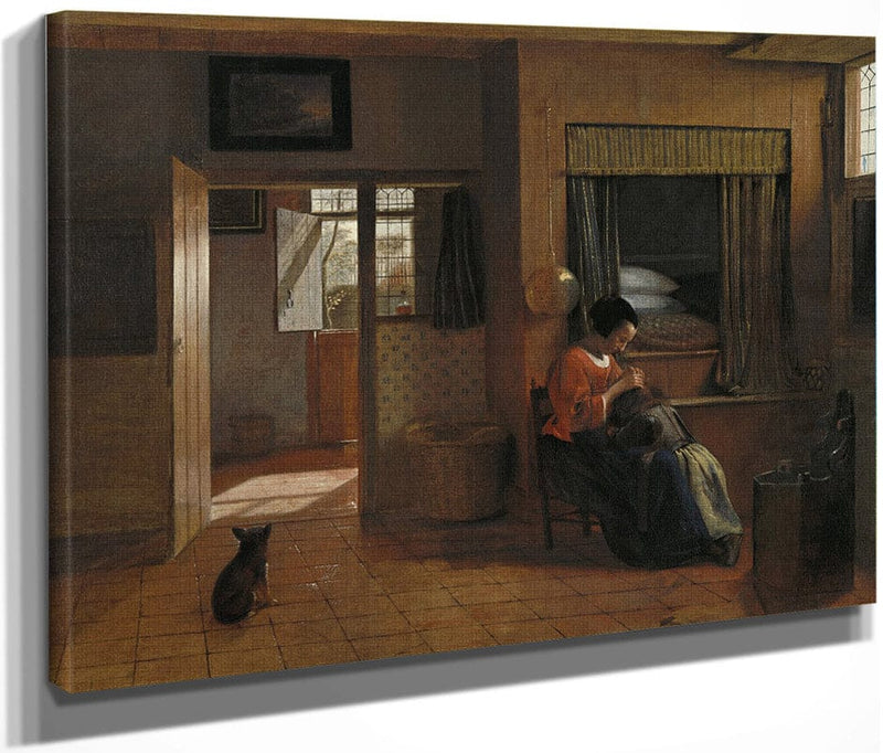 Interior With A Mother Delousing Her Child's Hair Known As A Mother's Duty By Pieter De Hooch Fine Art Print