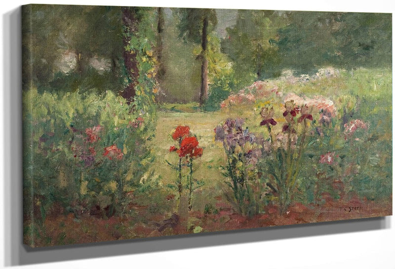 Iris & Trees (In The Flower Garden) By Theodore Clement Steele Fine Art Print