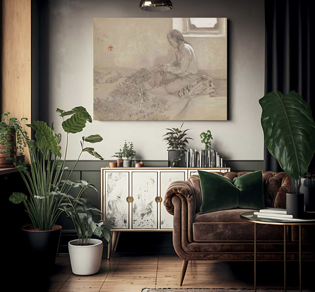 Isleta Man Tying Peppers By Maynard Dixon Fine Art Print