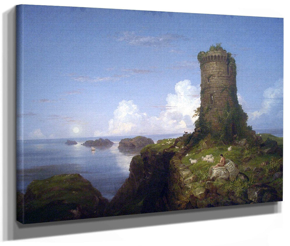 Italian Coast Scene With Ruined Tower 1838 By Thomas Cole By Thomas Cole Fine Art Print