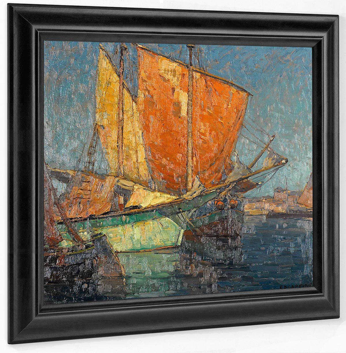 Italian Fishing Boats In A Harbor By Edgar Payne Fine Art Print