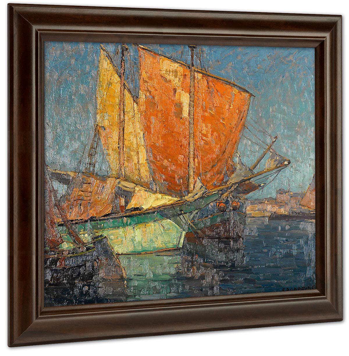 Italian Fishing Boats In A Harbor By Edgar Payne Fine Art Print