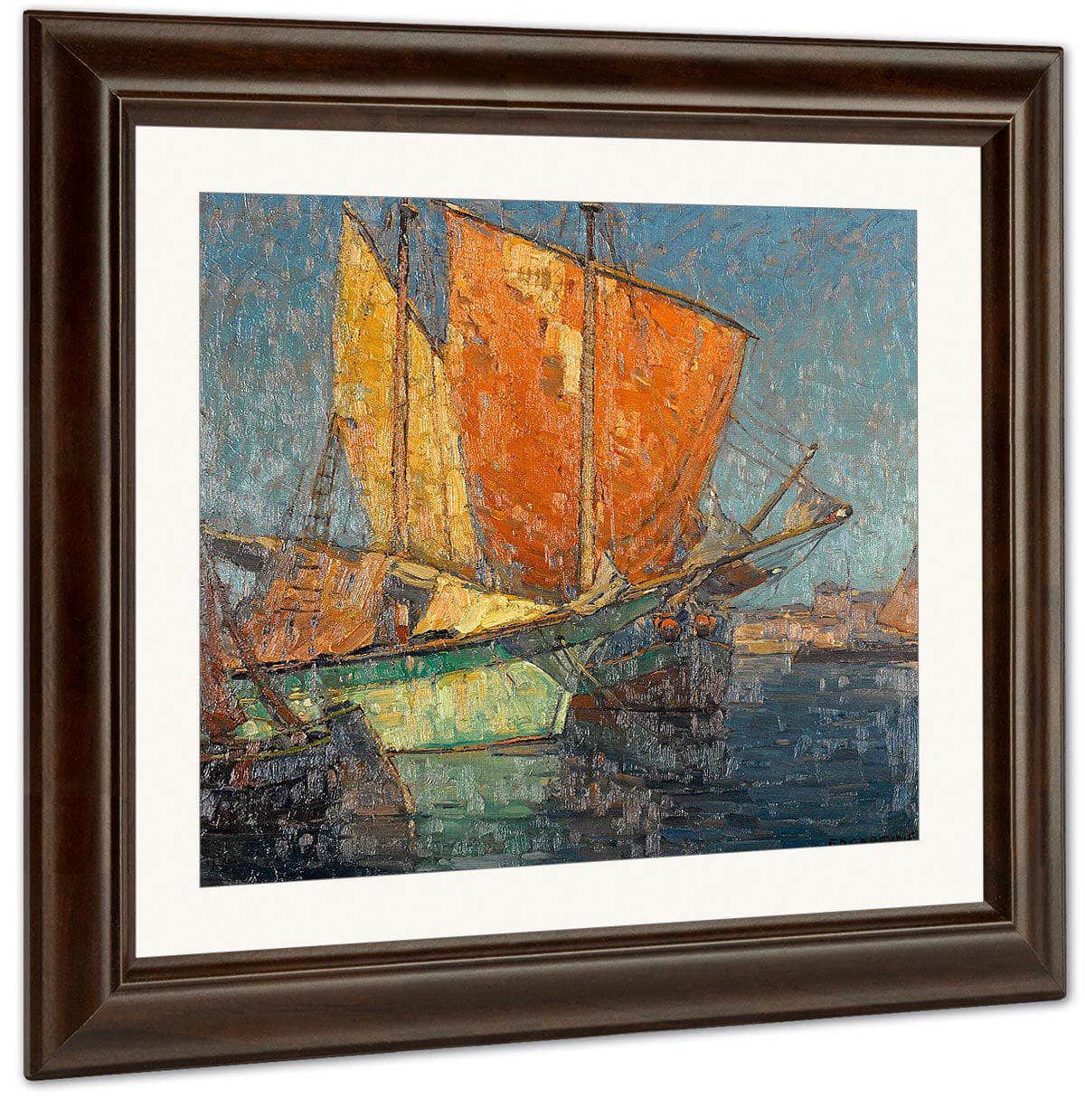 Italian Fishing Boats In A Harbor By Edgar Payne Fine Art Print