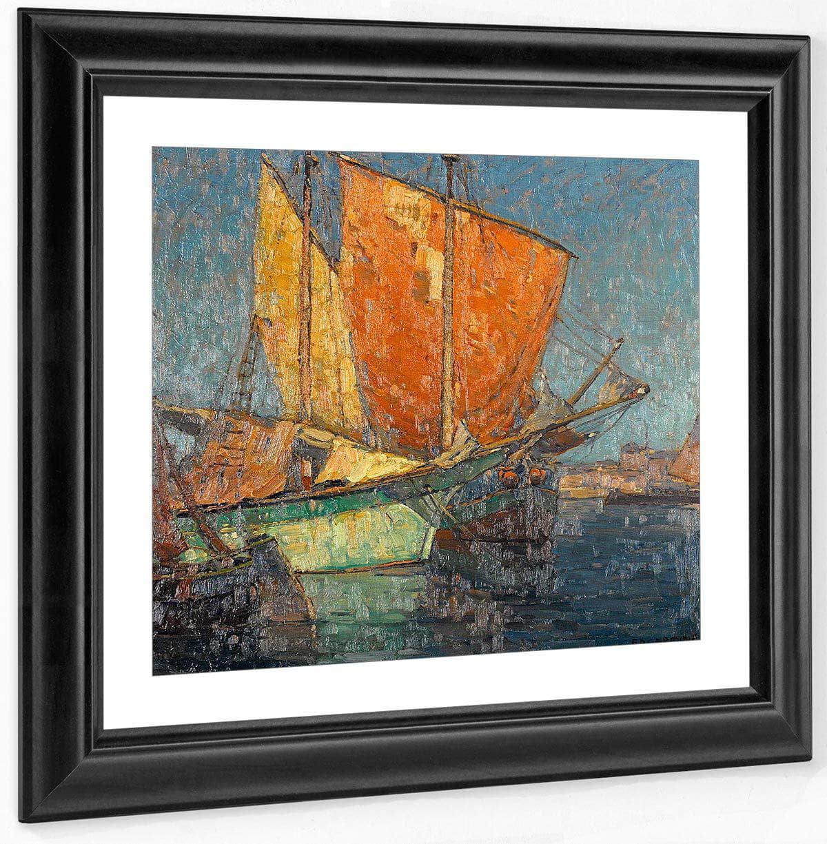 Italian Fishing Boats In A Harbor By Edgar Payne Fine Art Print