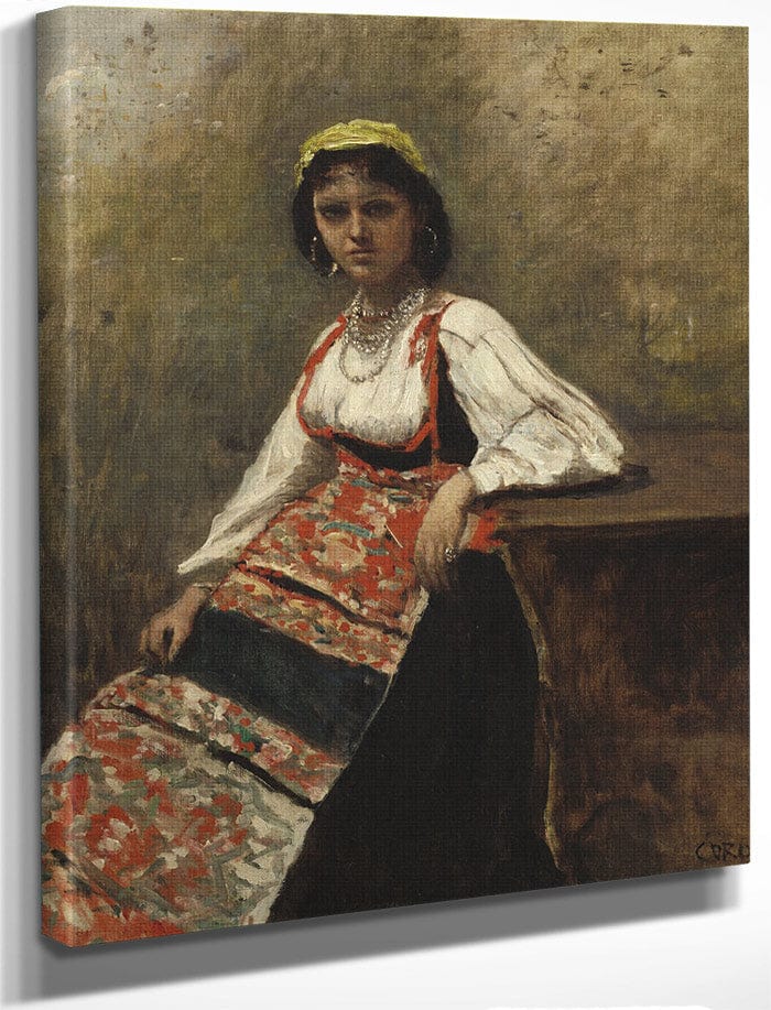 Italian Girl By Jean Baptiste Camille Corot Fine Art Print
