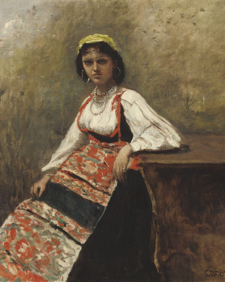 Italian Girl By Jean Baptiste Camille Corot Fine Art Print