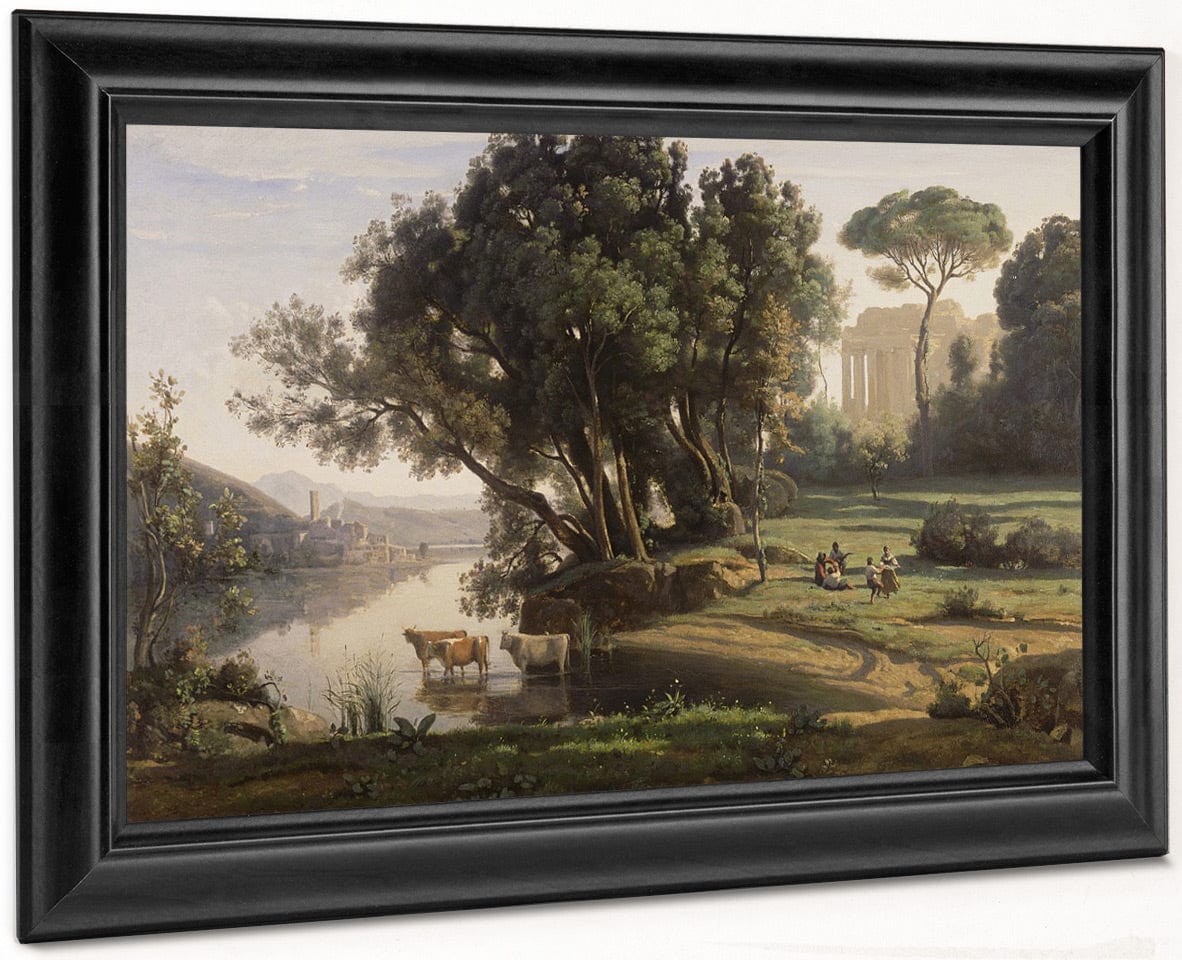 Italian Landscape (Site D'italie, Soleil Levant) By Jean Baptiste Camille Corot Fine Art Print