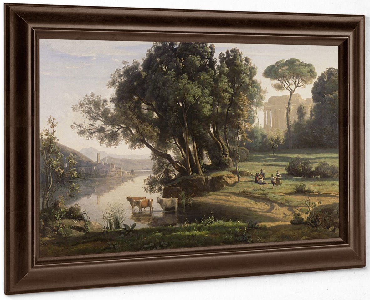 Italian Landscape (Site D'italie, Soleil Levant) By Jean Baptiste Camille Corot Fine Art Print
