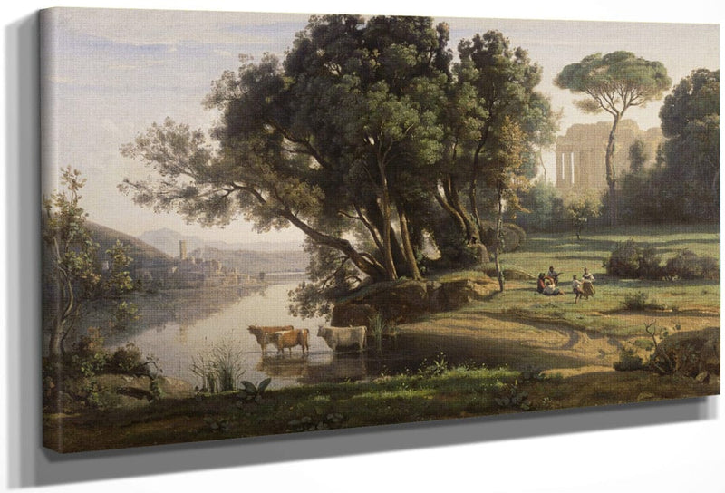 Italian Landscape (Site D'italie, Soleil Levant) By Jean Baptiste Camille Corot Fine Art Print