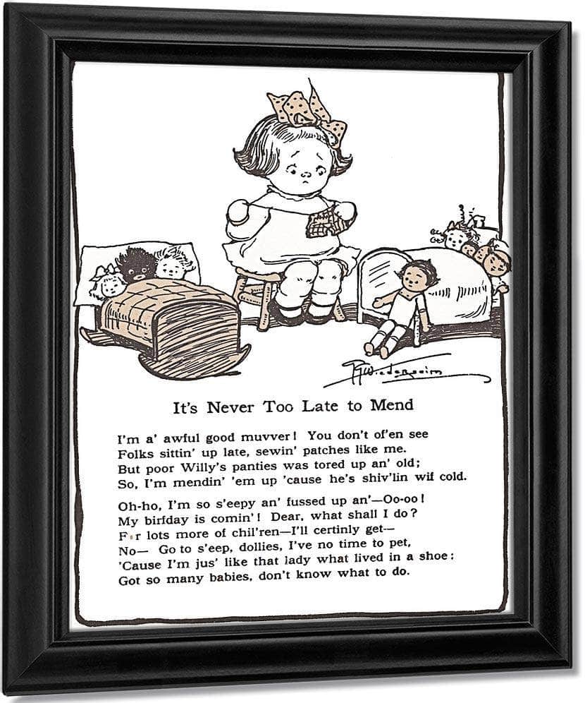 Its Never Too Late To Mend By Grace G Drayton Fine Art Print