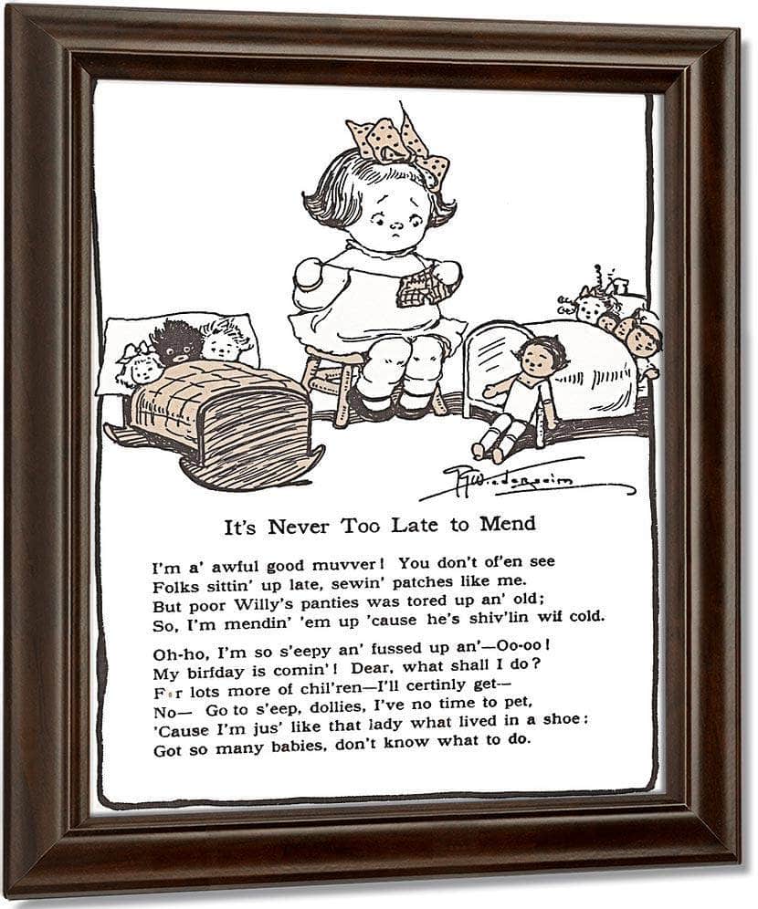 Its Never Too Late To Mend By Grace G Drayton Fine Art Print