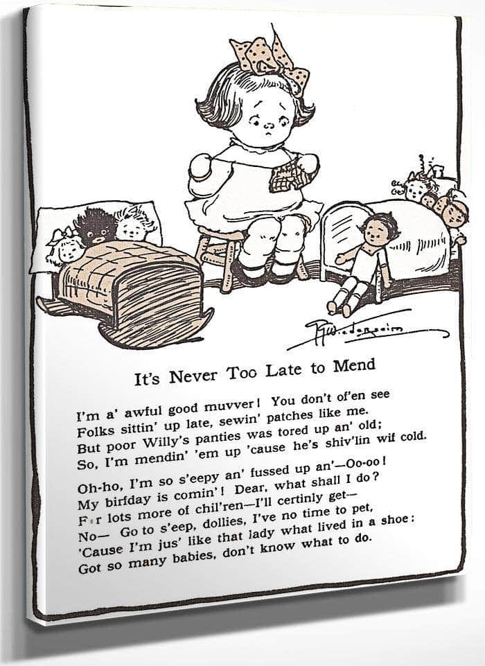 Its Never Too Late To Mend By Grace G Drayton Fine Art Print