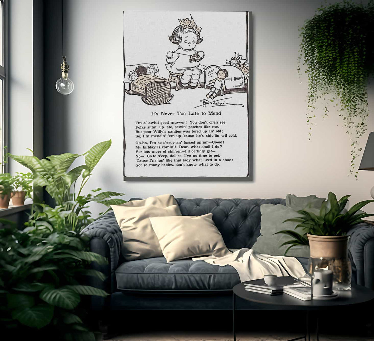 Its Never Too Late To Mend By Grace G Drayton Fine Art Print