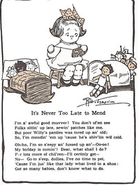 Its Never Too Late To Mend By Grace G Drayton Fine Art Print