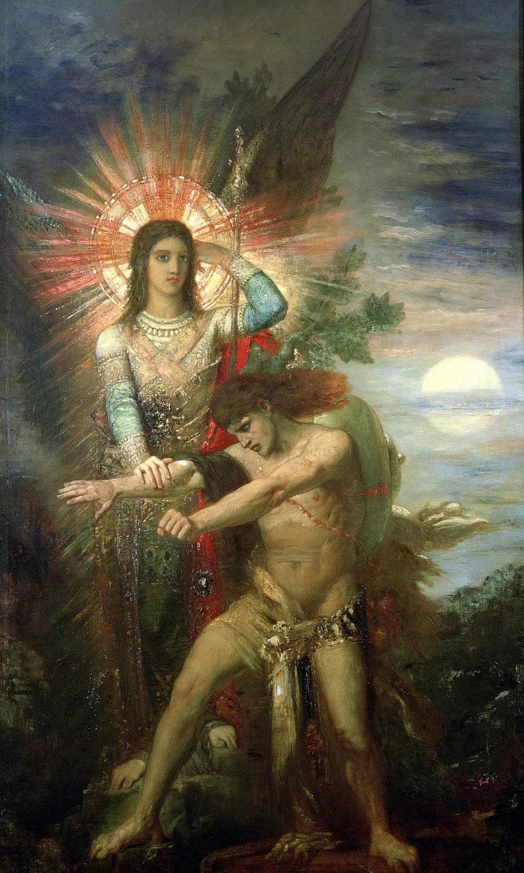 Jacob And The Angel 1878 By Gustave Moreau Fine Art Print