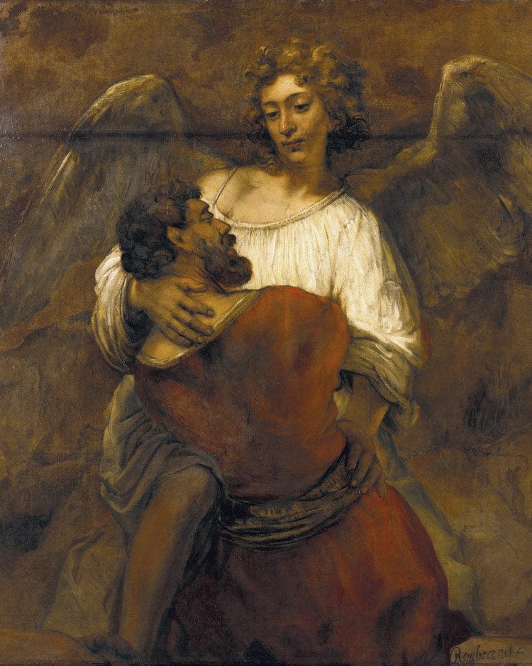 Jacob Wrestling With The Angel By Rembrandt Fine Art Print
