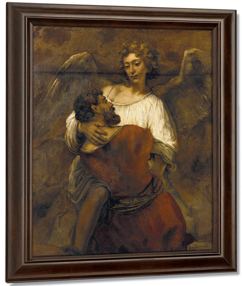 Jacob Wrestling With The Angel By Rembrandt Fine Art Print
