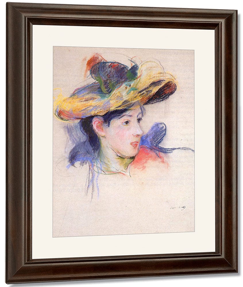 Jeanne Pontillon Wearing A Hat 1893 Pastel By Berthe Morisot Fine Art Print