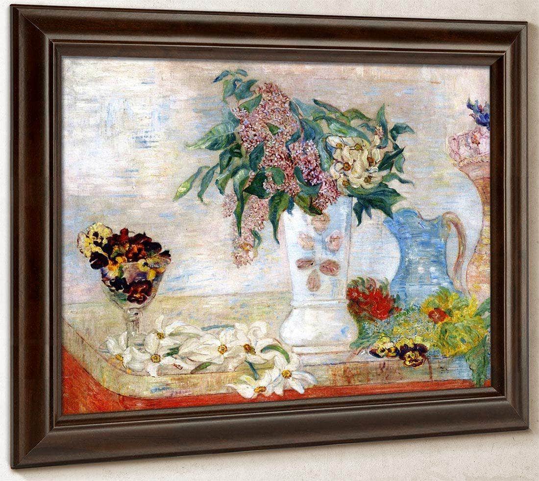 Jonquils, Lilacs And Violets By James Ensor Fine Art Print