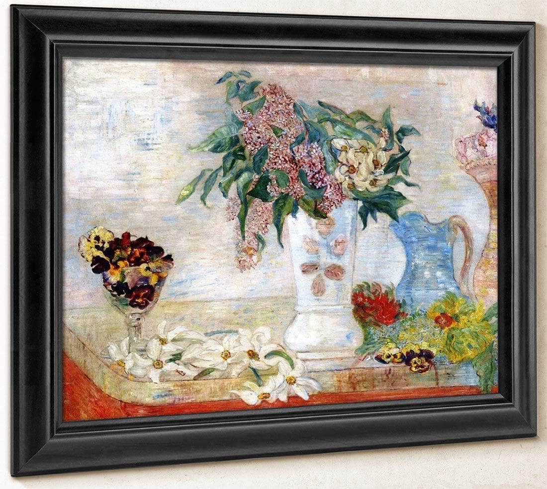 Jonquils, Lilacs And Violets By James Ensor Fine Art Print