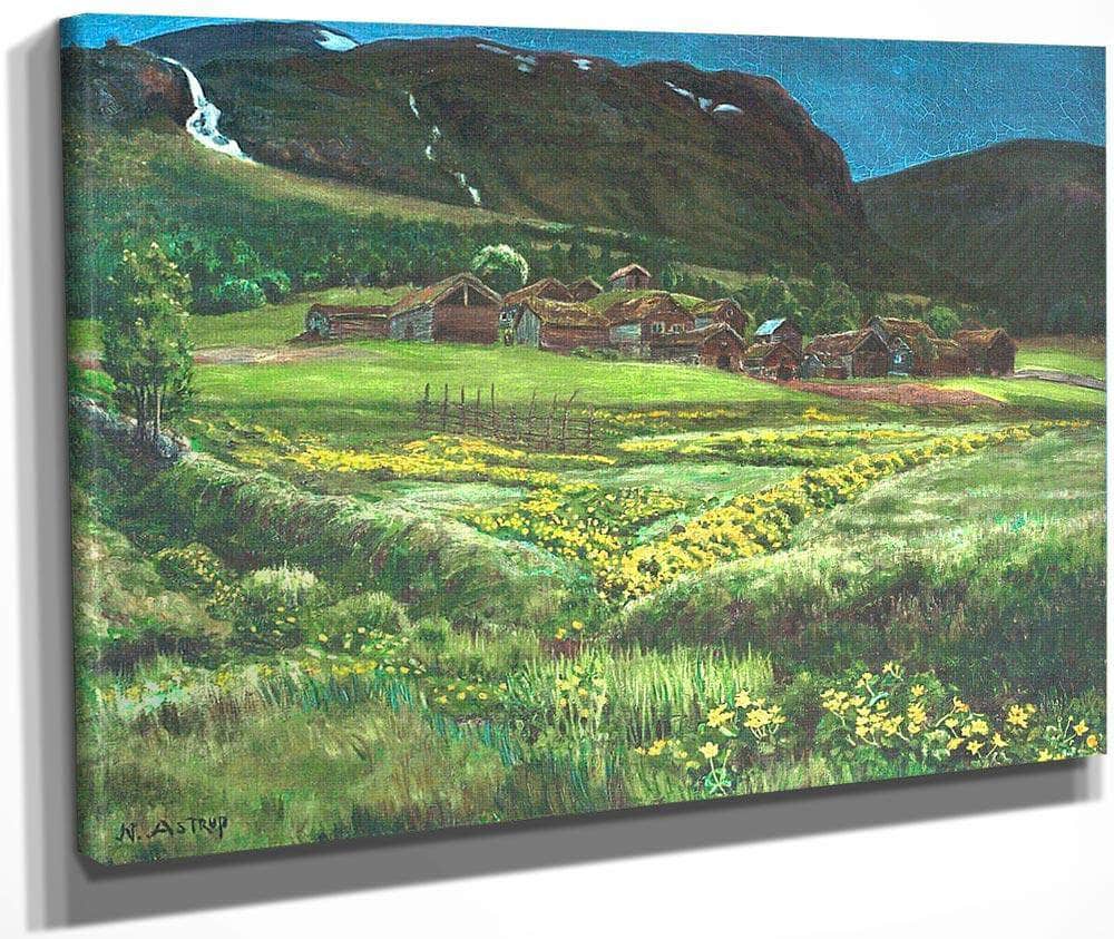 June Night And Old West Country Farmyard By Nicolai Astrup Fine Art Print