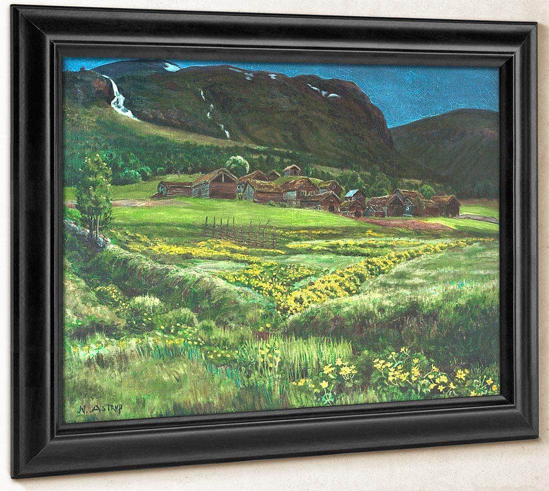 June Night And Old West Country Farmyard By Nicolai Astrup Fine Art Print