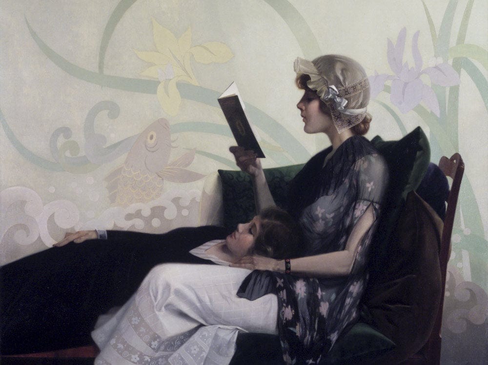 Just A Couple Of Girls By Harry Wilson Watrous Fine Art Print