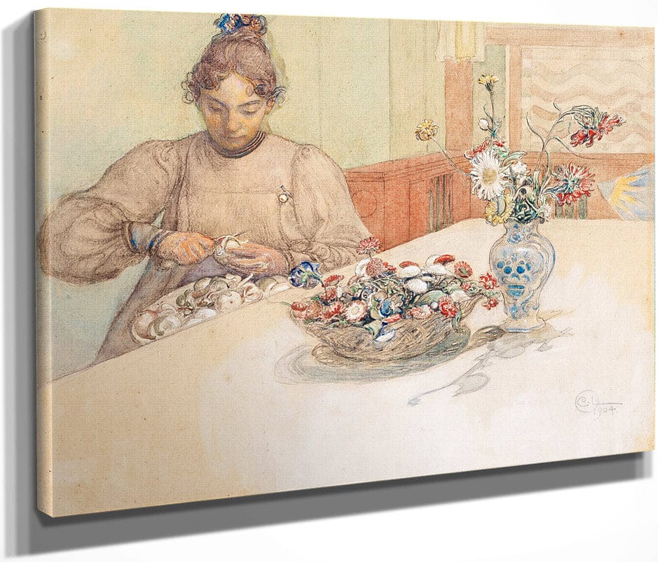 Karin Peeling Apples By Carl Larsson Fine Art Print