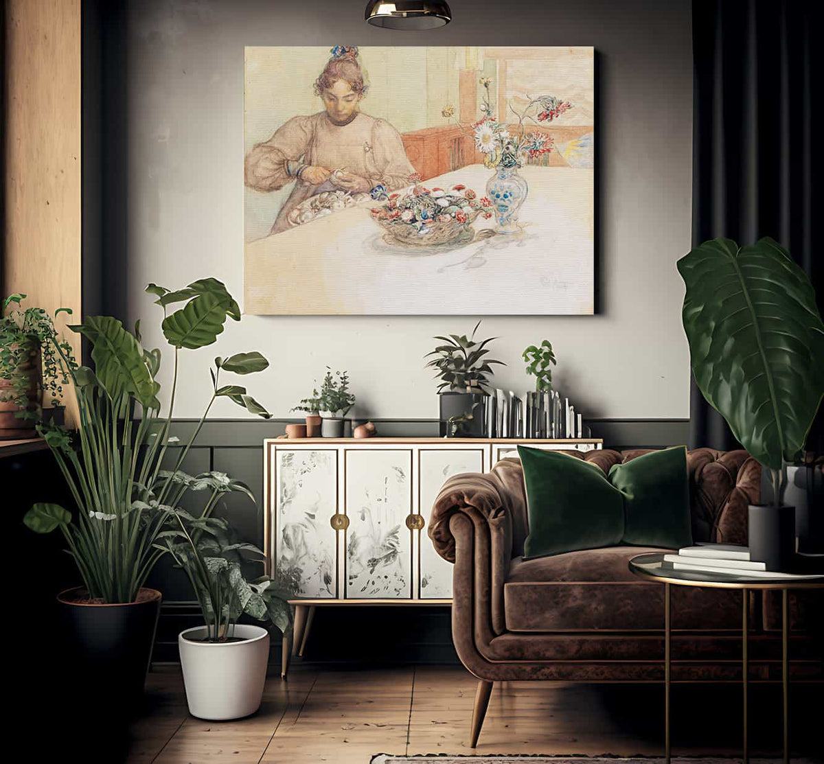 Karin Peeling Apples By Carl Larsson Fine Art Print