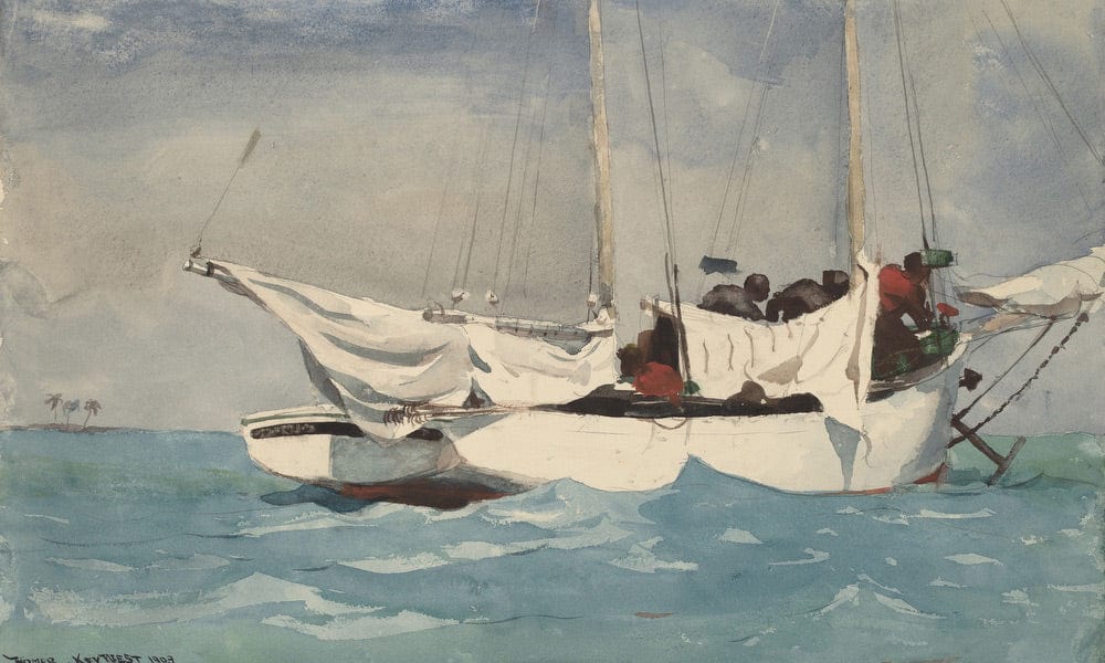 Key West, Hauling Anchor By Winslow Homer Fine Art Print