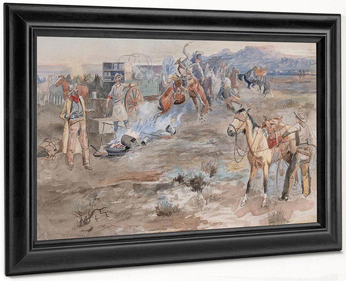 Kickover Of Morning Coffee Pot 1896 By Charles Marion Russell Fine Art Print