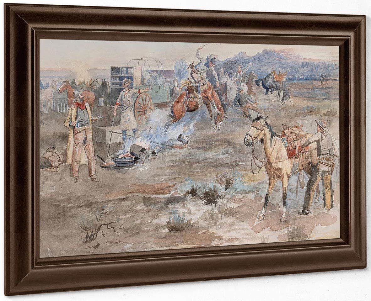 Kickover Of Morning Coffee Pot 1896 By Charles Marion Russell Fine Art Print