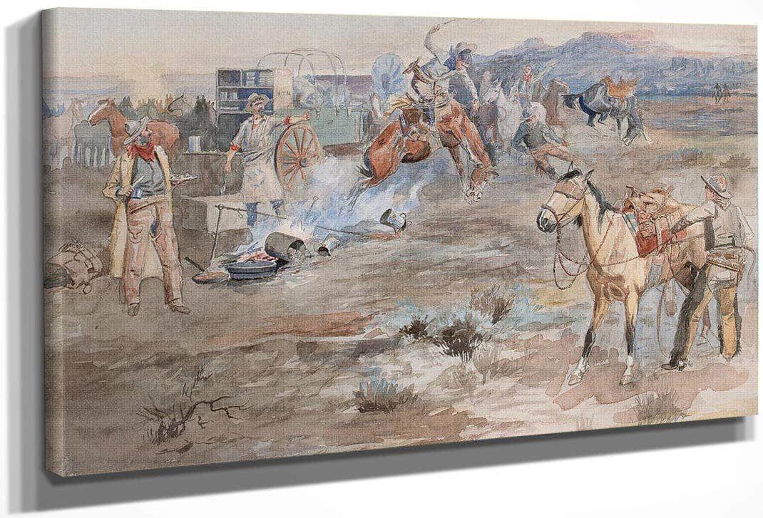 Kickover Of Morning Coffee Pot 1896 By Charles Marion Russell Fine Art Print