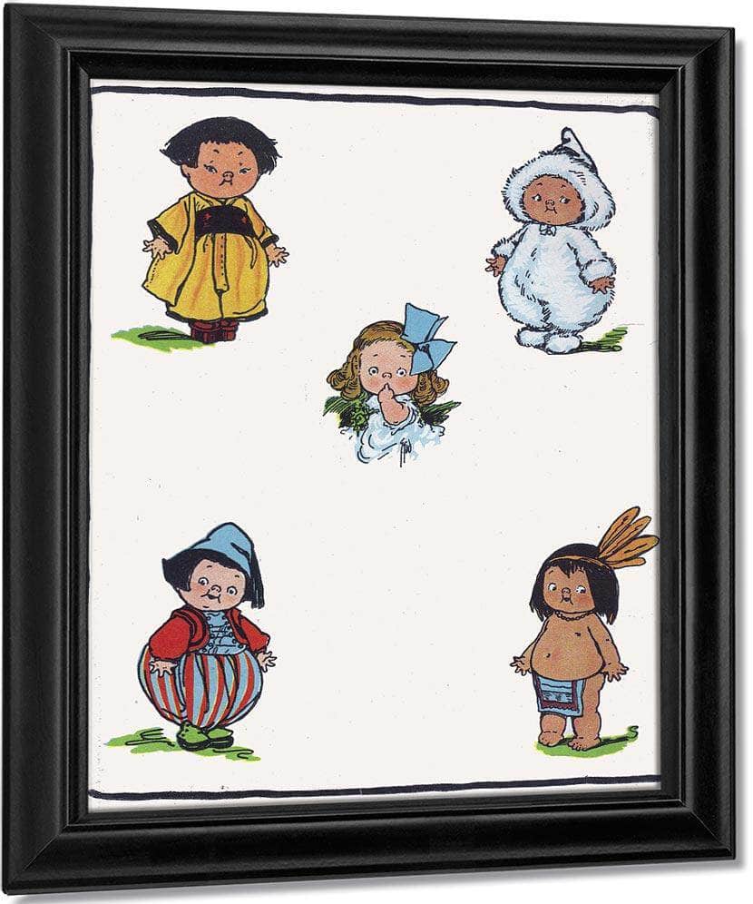 Kiddie Land Endpaper National Costumes By Grace G Drayton Fine Art Print