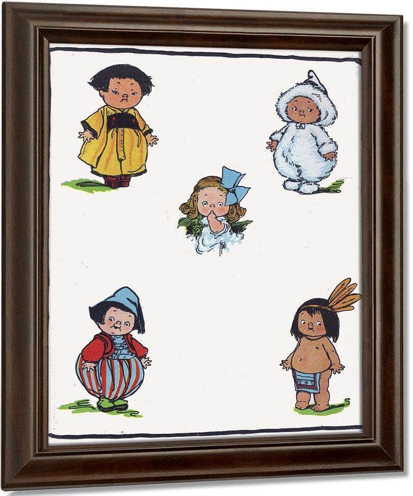 Kiddie Land Endpaper National Costumes By Grace G Drayton Fine Art Print