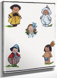 Kiddie Land Endpaper National Costumes By Grace G Drayton Fine Art Print