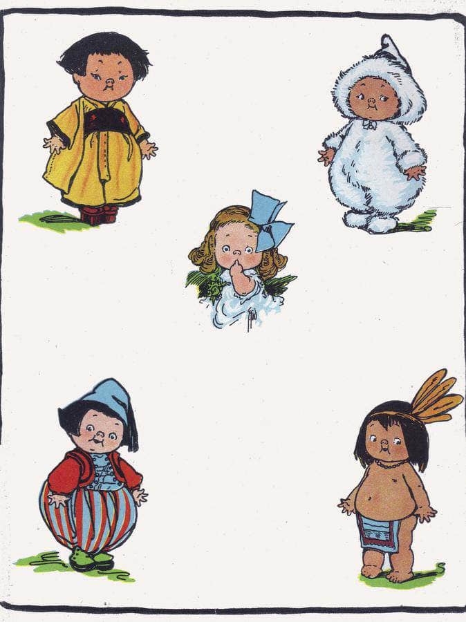 Kiddie Land Endpaper National Costumes By Grace G Drayton Fine Art Print