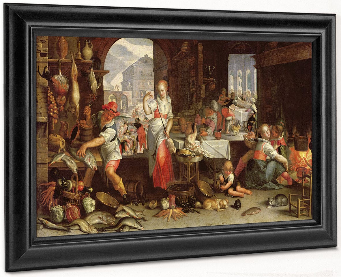 Kitchen Scene With The Parable Of The Feast By Joachim Wtewael Fine Art Print